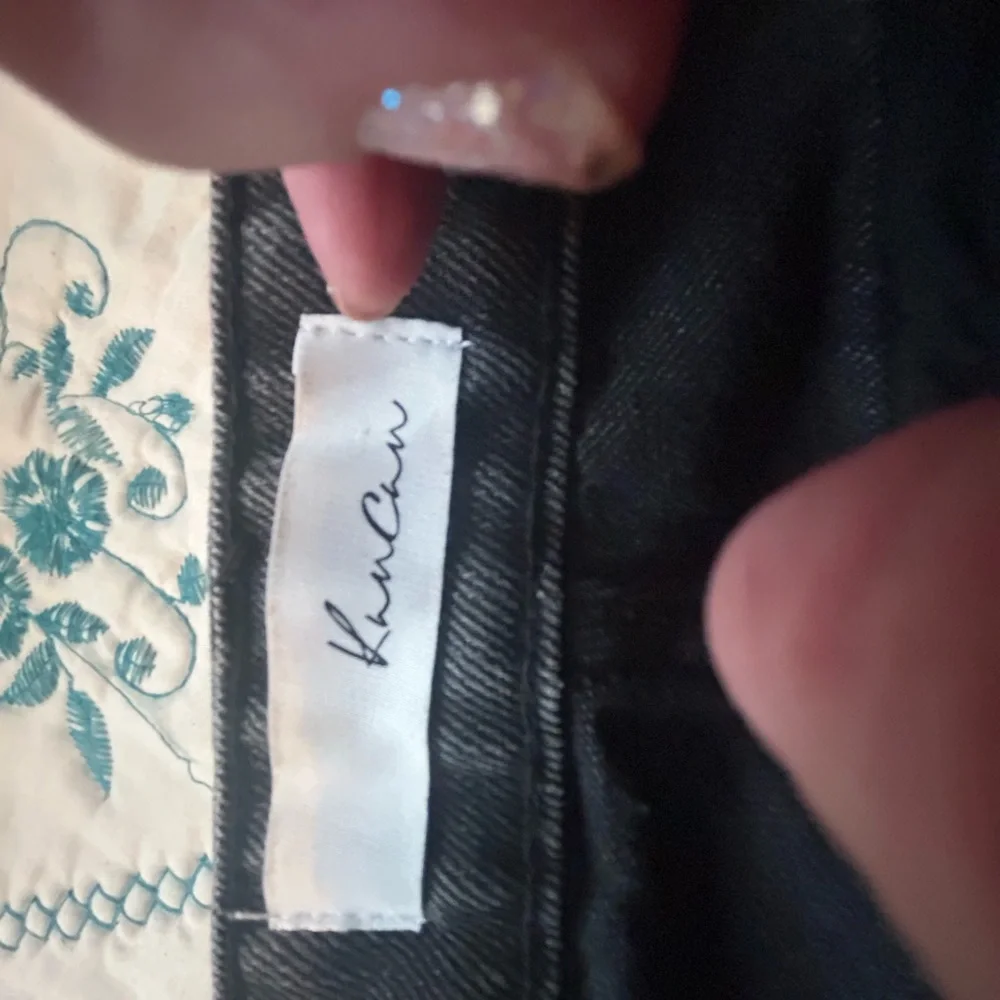 Black plaid patch jeans Kancan - Picture 3 of 4
